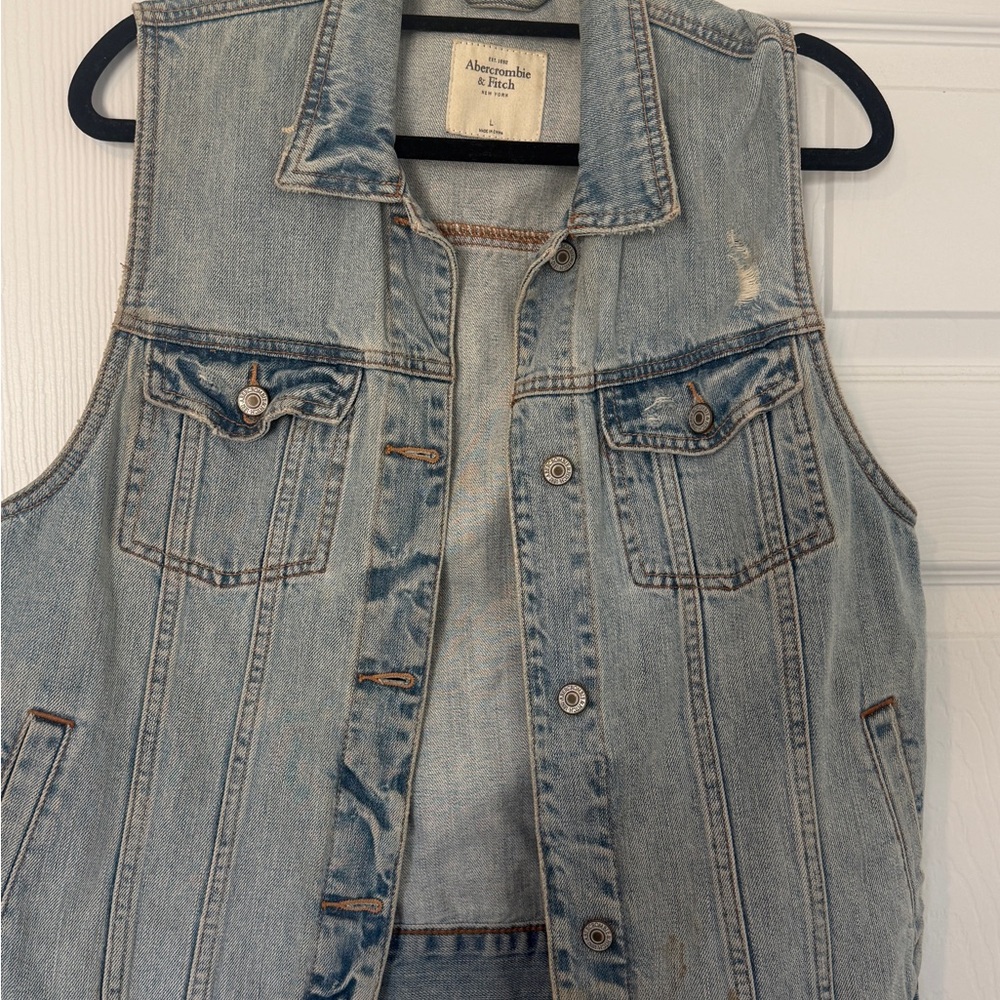 Abercrombie & Fitch Light Blue Denim Vest